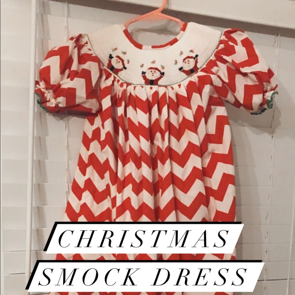 Girls Christmas smocked dress